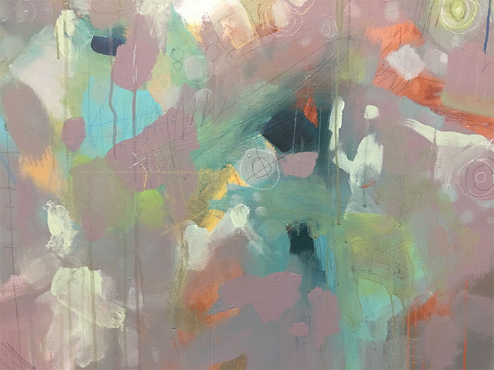 An abstract painting by Dennis Wunsch at the Bothell City Hall Gallery in Washington.