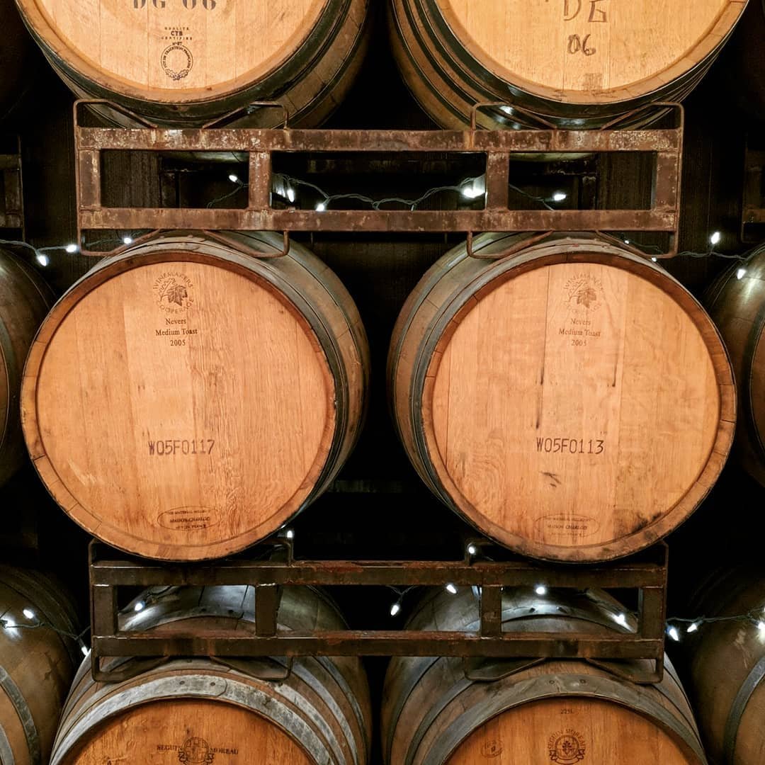 Large barrels of wine at Obelisco Estate Winery near Bothell, Washington.