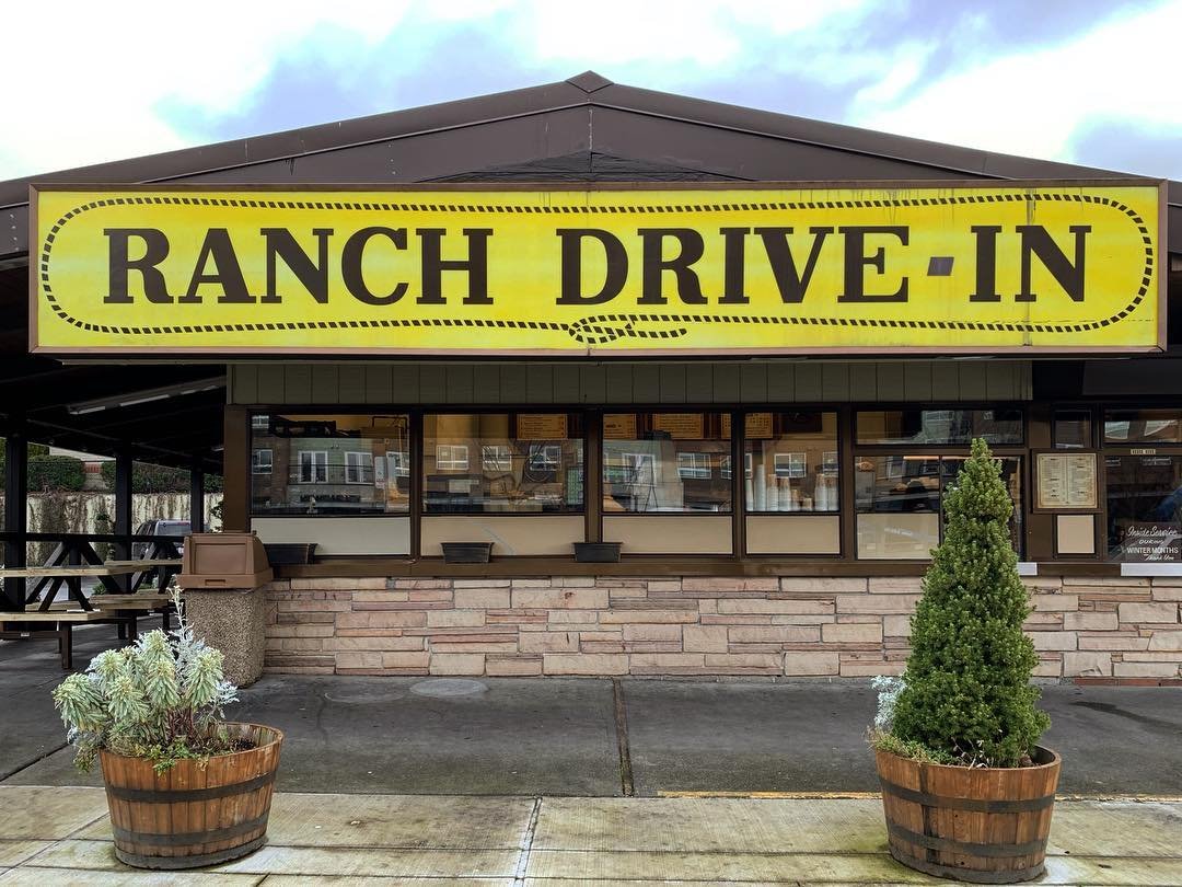 Outside view of the Ranch Drive-In fast food restaurant in Bothell, Washington.