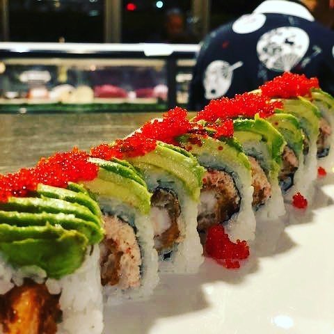 Plated sushi with avocado from Sushi Chinoise Japanese restaurant in Bothell, WA.
