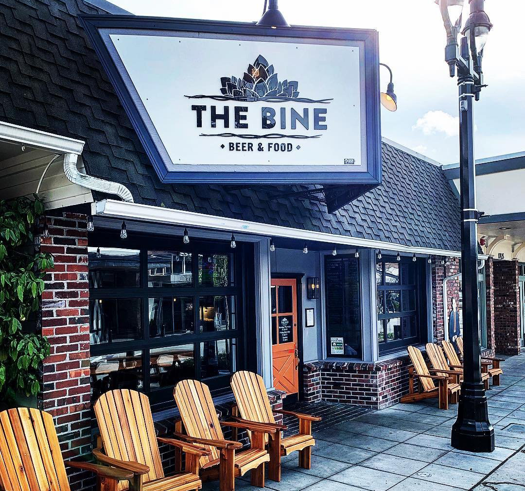 Outside view of The Bine Beer and Food restaurant in Bothell, Washington.