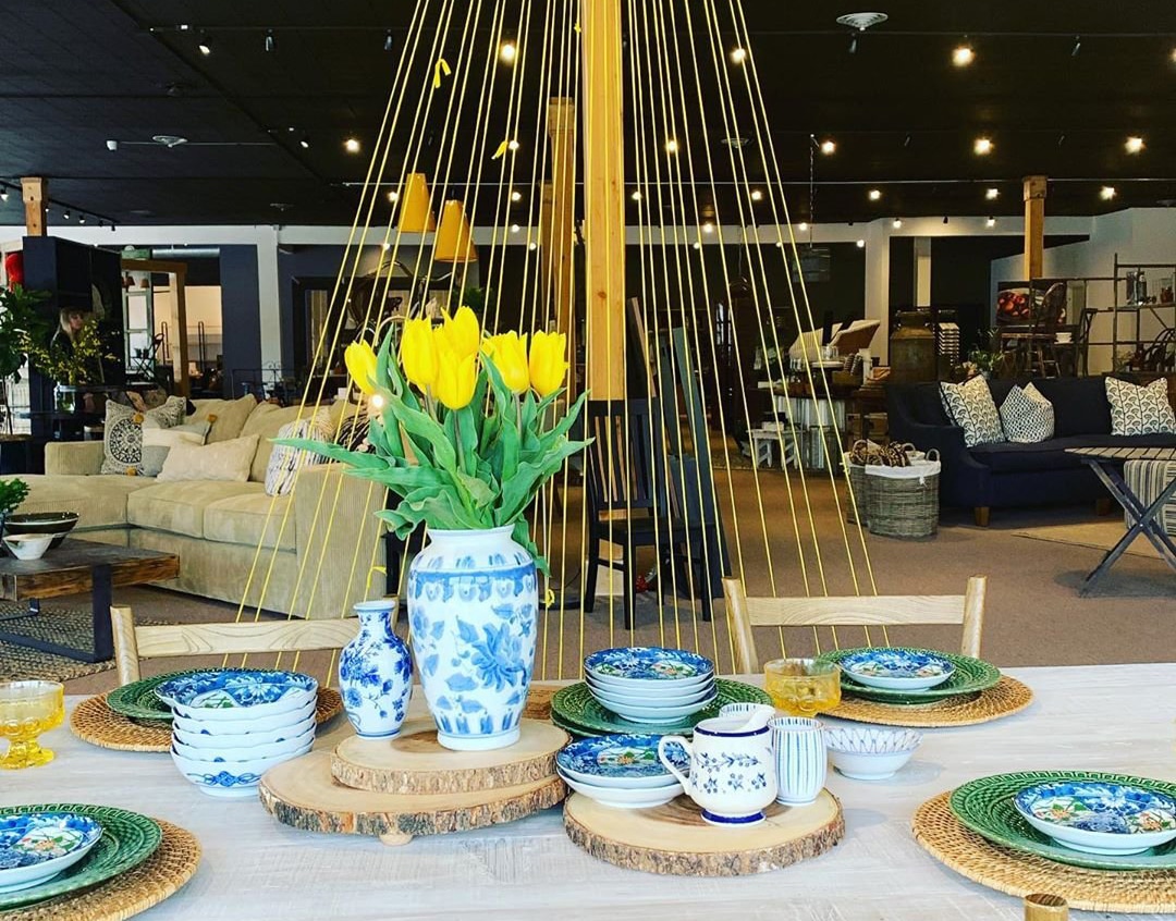 Fine china and furniture for sale at First and Main Design Center in Bothell, Washington.
