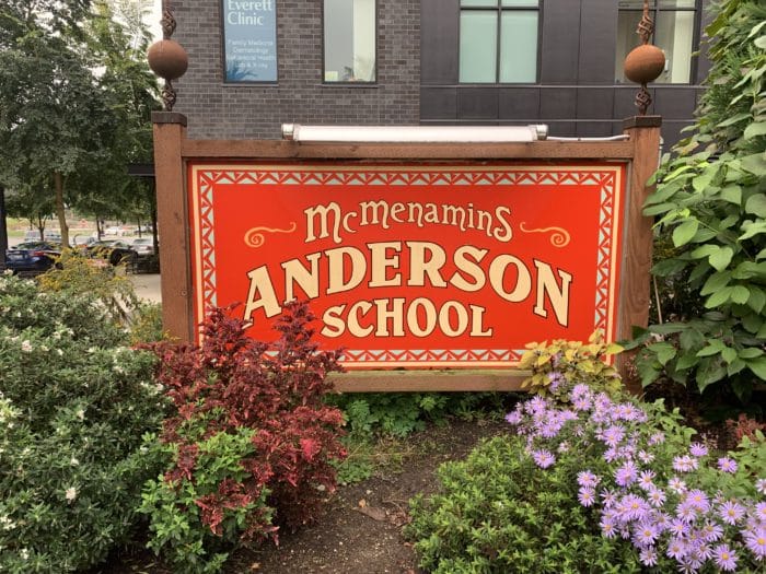 Sign outside McMenamins Anderson School
