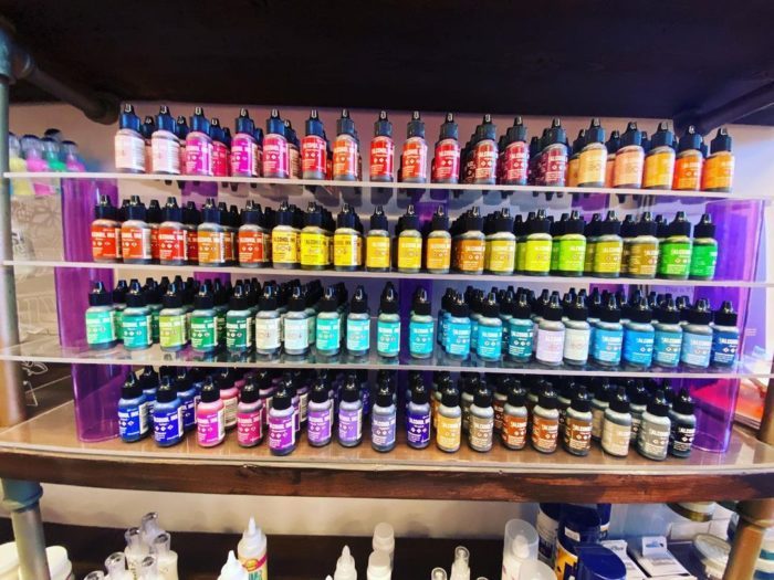 Paint options at the Room To Craft crafting cafe in Bothell, Washington