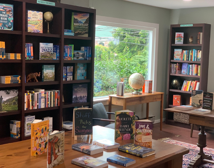 interior of Wanderlust Book Lounge